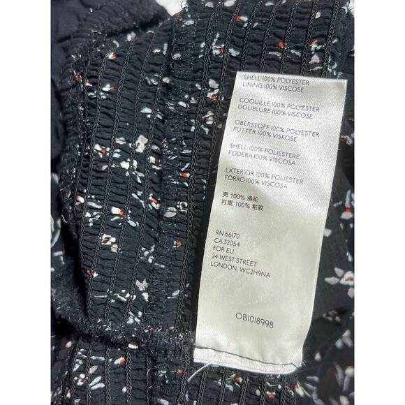 Free People Crop Top Black Small Long Sleeve Boho Tunic Blouse Floral Ruffled - Picture 8 of 10